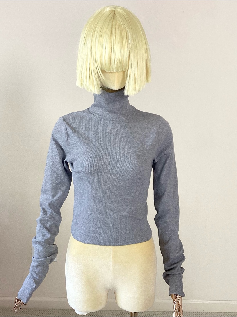 Eterne Gray Turtleneck Long-Sleeve Top SZ L